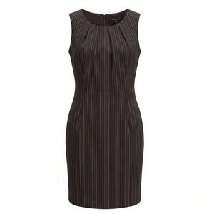 Karin Stevens Workplace Siren brown pinstripe sheath sleeveless dress size 12